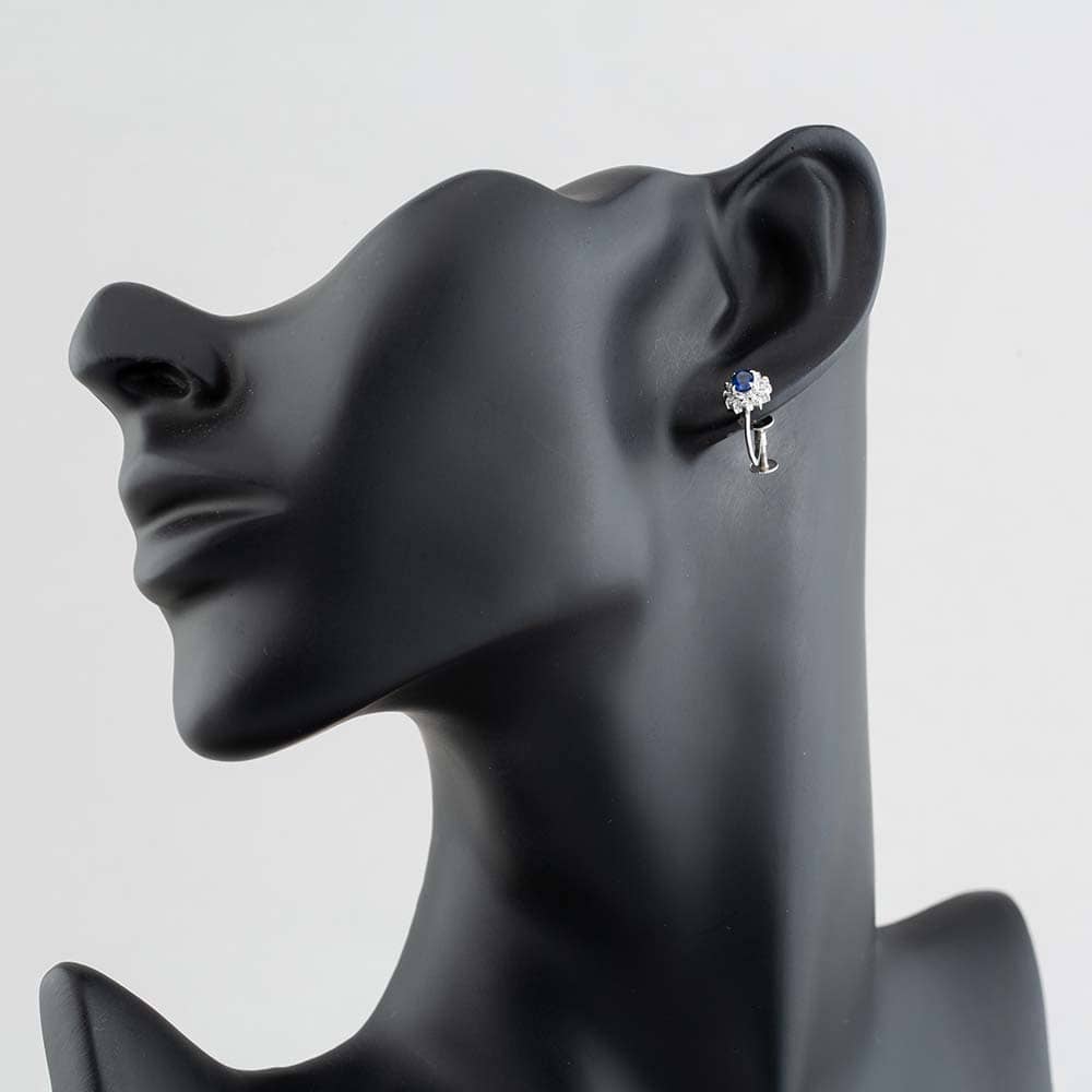 Pre-Owned Platinum Oval Cut Sapphire & Brilliant Cut Diamond Stud Earrings 43171037