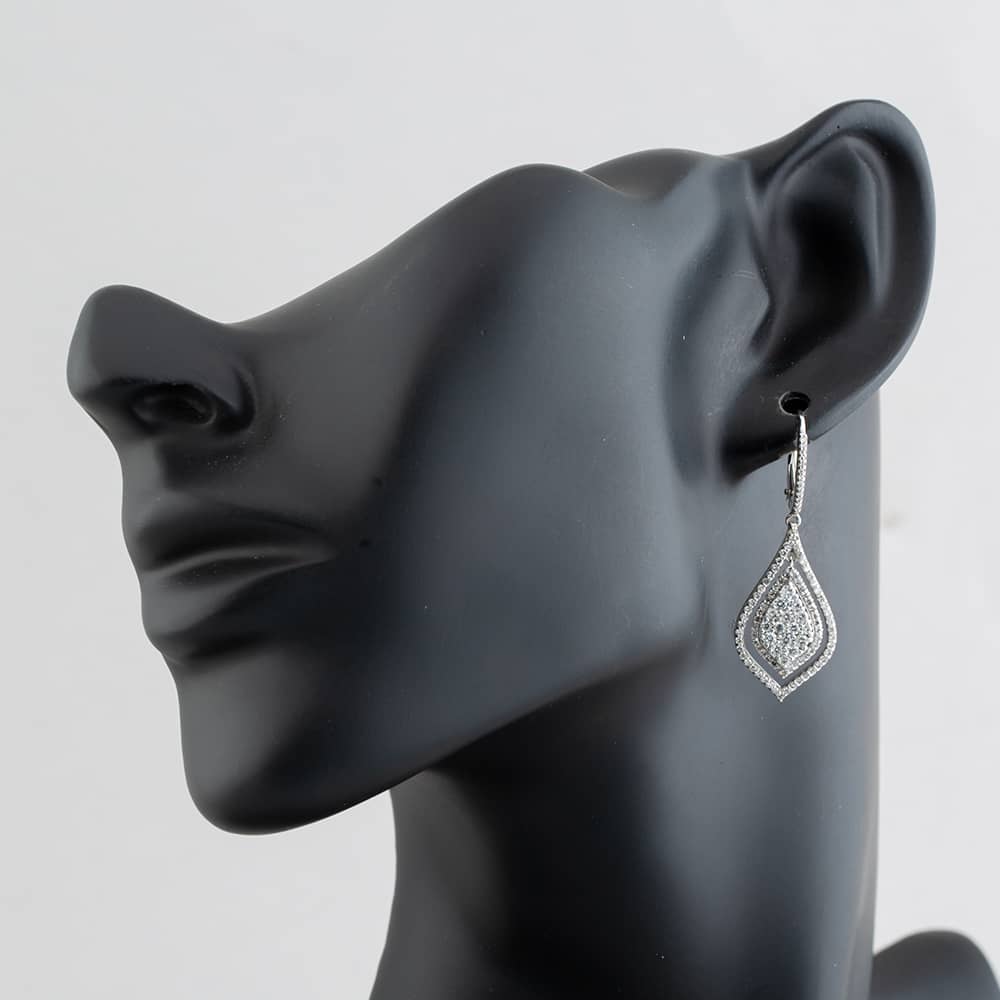 Pre-Owned 14ct White Gold 1.50ct Brilliant Cut Diamond Pear Shaped Dropper Earrings 43171049