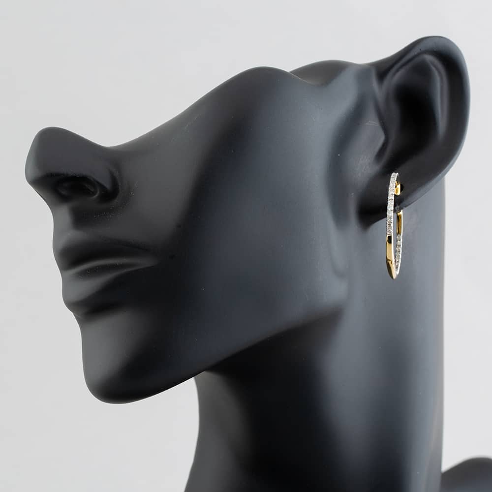 Pre-Owned 9ct Yellow Gold 0.85ct Single Cut Diamond Hoop Earrings 43171050