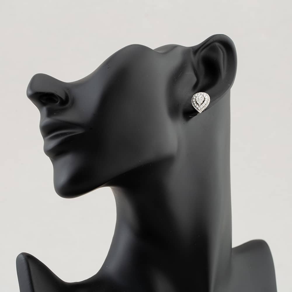 Pre-Owned 9ct White Gold 1.00ct Brilliant Cut Diamond Pear Shaped Halo Stud Earrings 43171135