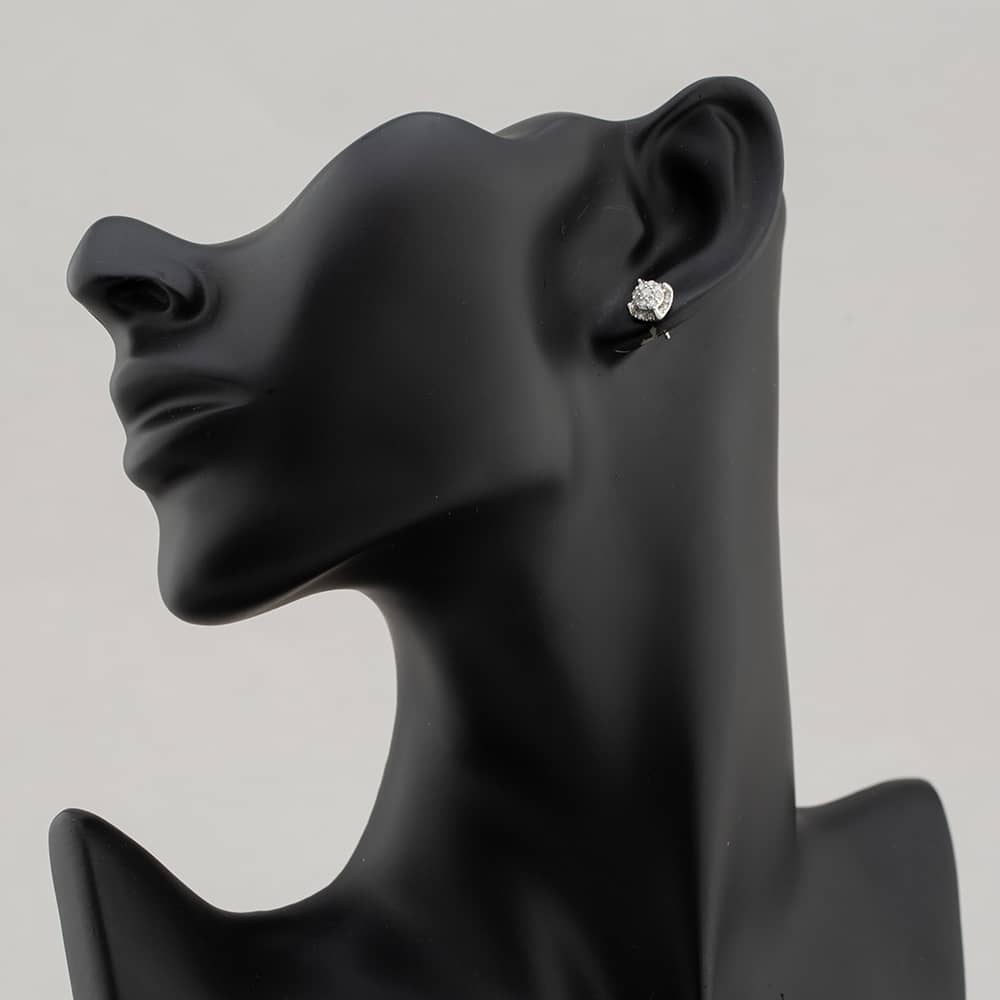 Pre-Owned 14ct White Gold 0.50ct Brilliant Cut Diamond Halo Stud Earrings 43171147