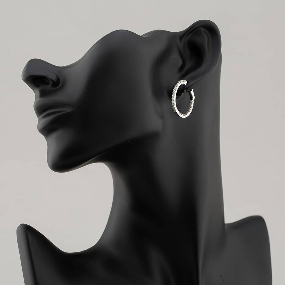 Pre-Owned 14ct White Gold 24mm 1.25ct Brilliant Cut Diamond Hoop Earrings 43171148