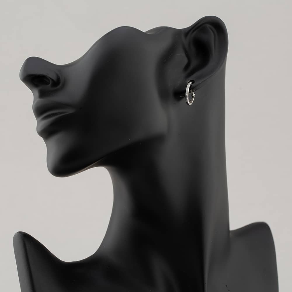 Pre-Owned 14ct White Gold 11mm 0.15ct Brilliant Cut Diamond Hoop Earrings 43171154