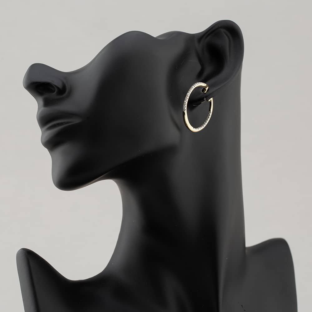 Pre-Owned 14ct Yellow Gold 27mm 0.85ct Brilliant Cut Diamond Hoop Earrings 43171161