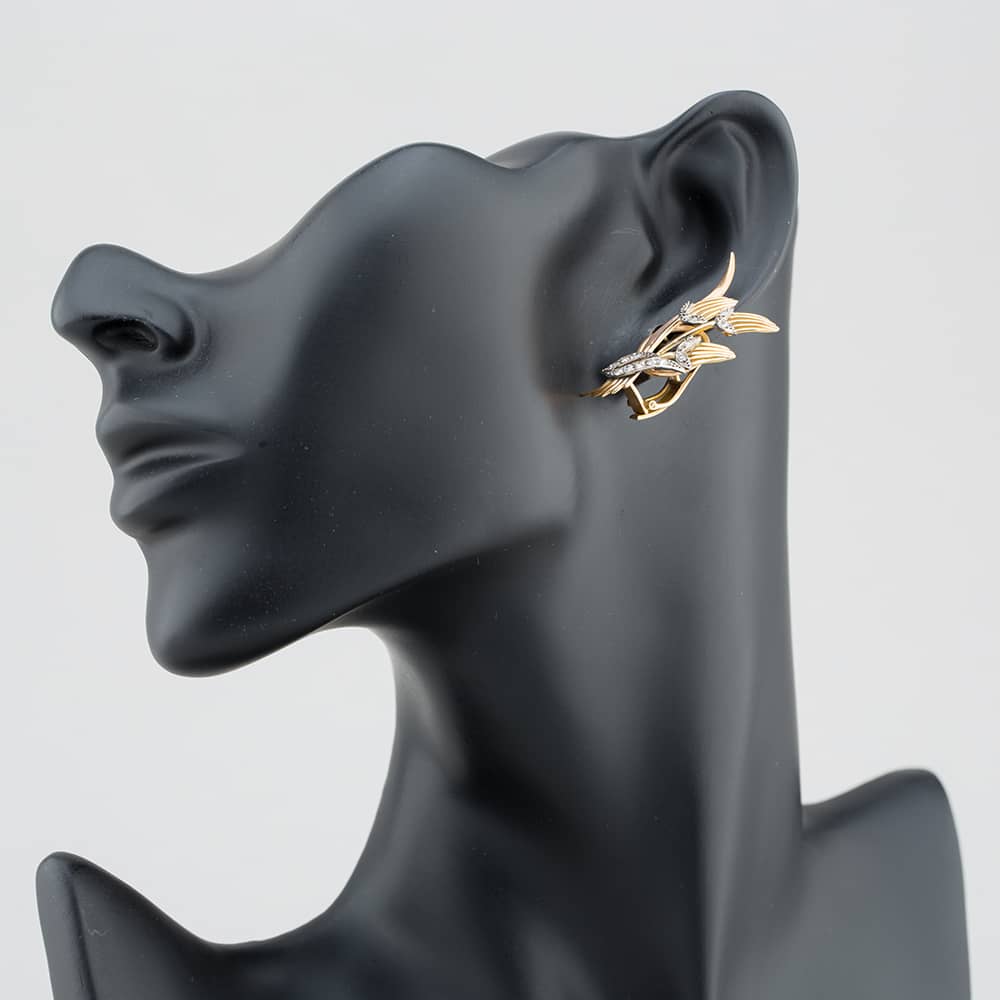 Pre-Owned Vintage Rose Gold Diamond Set Flower Stud Earrings 43171182