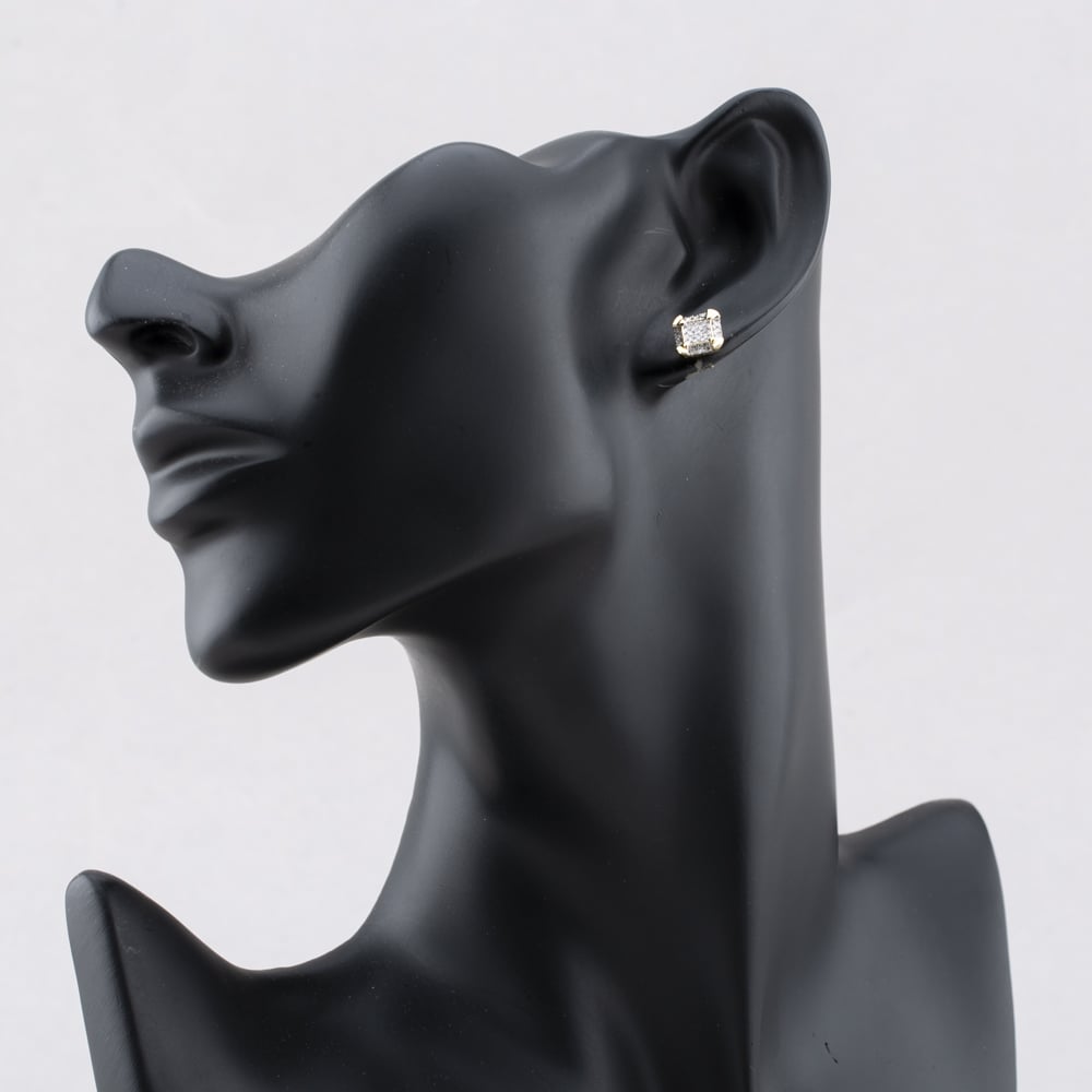 Pre-Owned 9ct Yellow Gold 0.25ct Diamond Square Cluster Stud Earrings 43171214