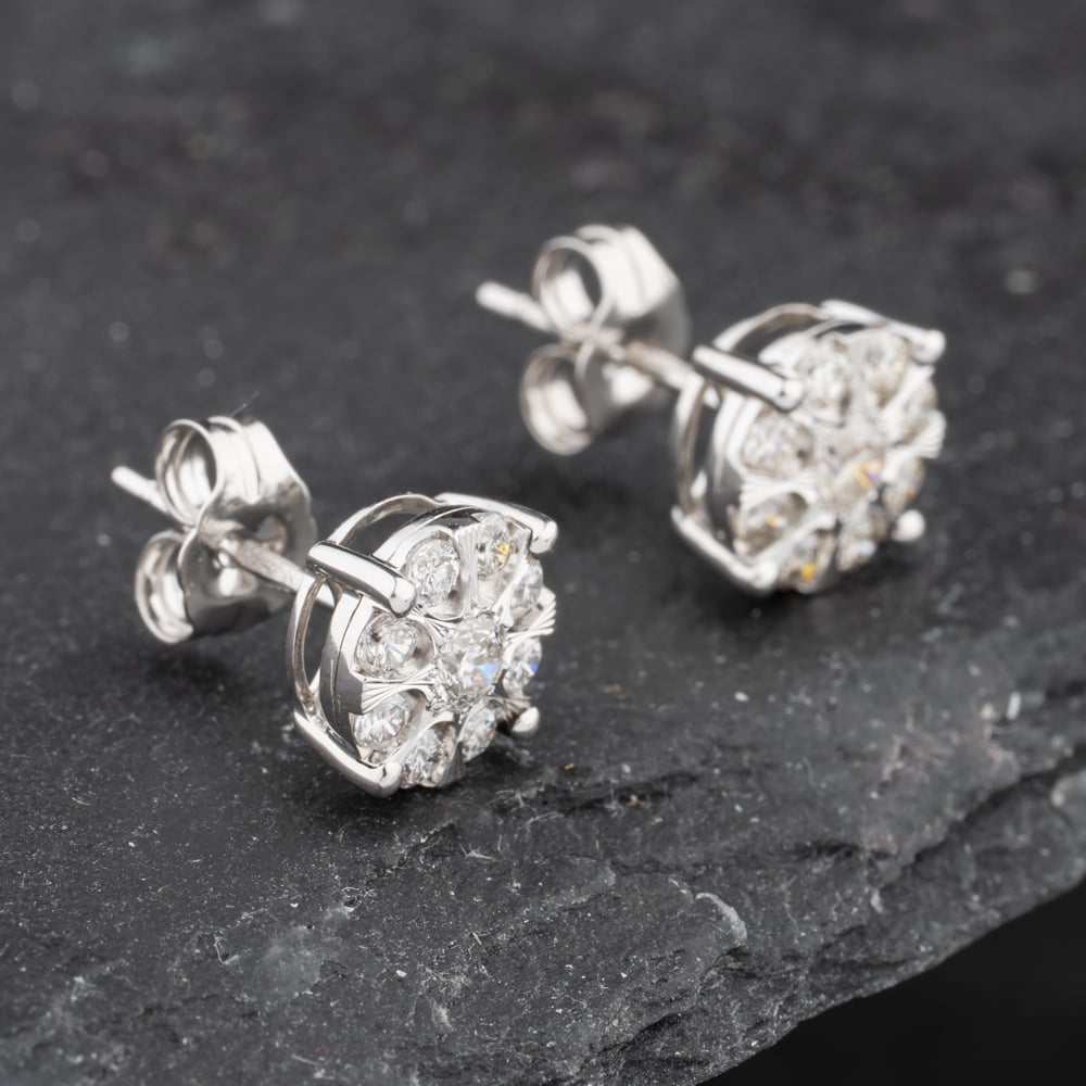 Click to view product details and reviews for Pre Owned 9ct White Gold 050ct Brilliant Cut 060ct Diamond Cluster Stud Earrings 43171220. Click to view product details and reviews for Pre Owned 9ct White Gold 050ct Brilliant Cut 060ct Diamond Cluster Stud Earrings 43171220.