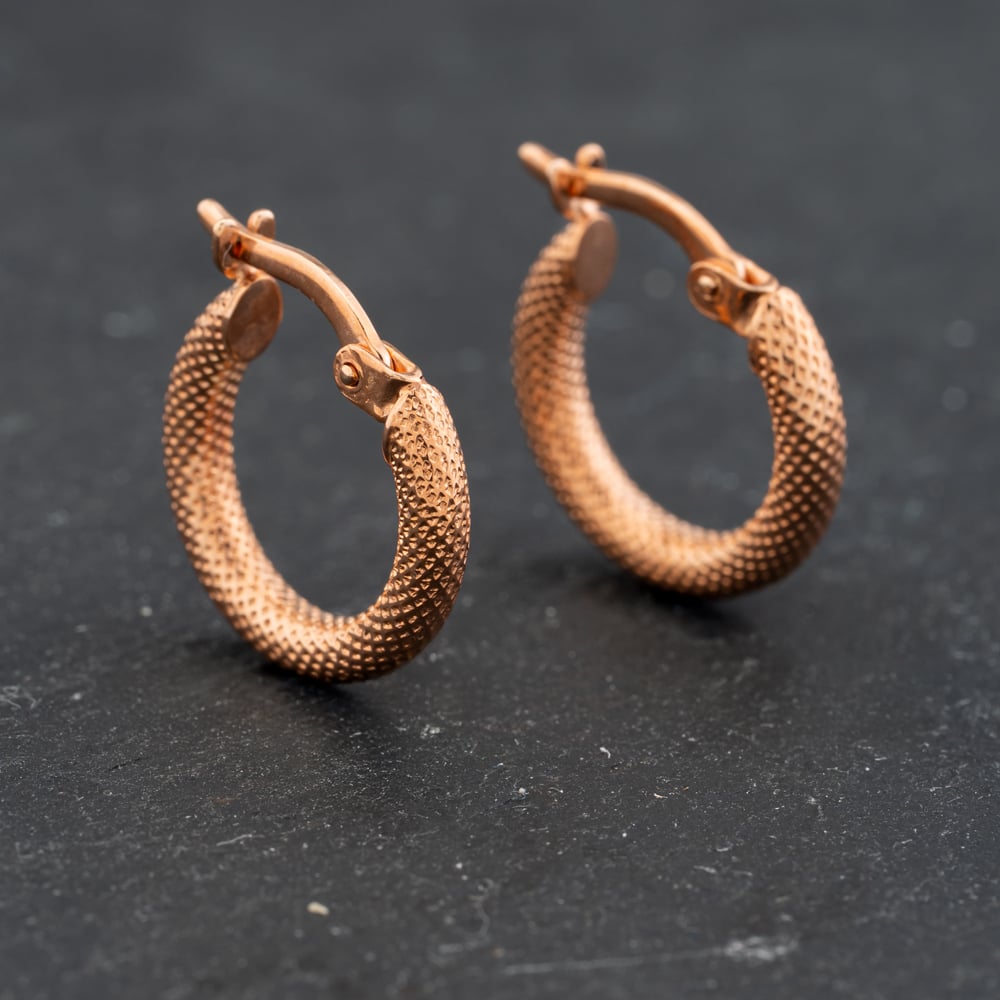 Pre-Owned Rose Gold 15mm Patterned Hoop Earrings 43171416