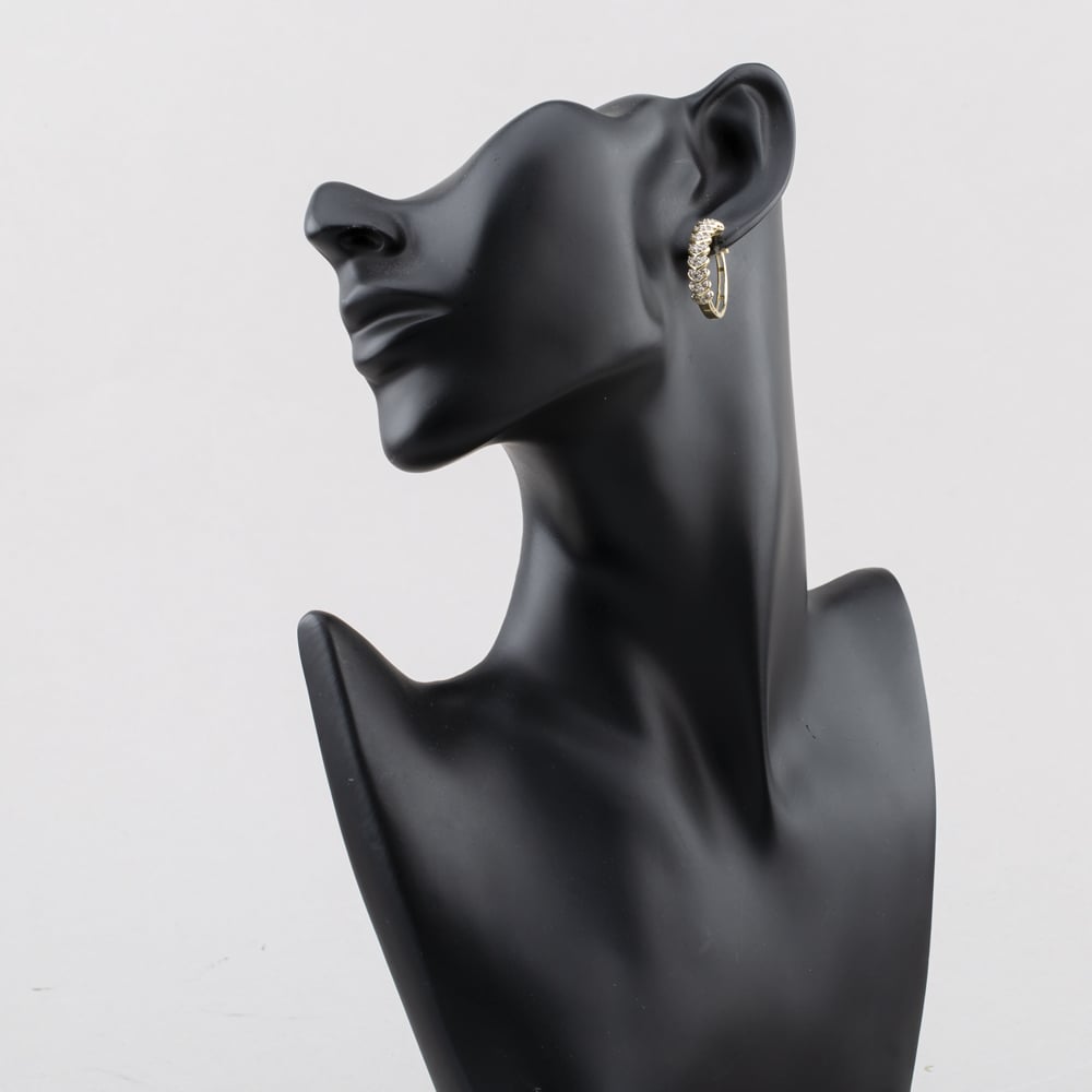 Pre-Owned 9ct Yellow Gold 1.02ct Brilliant Cut Diamond Hearts Design 25mm Hoop Earrings 43171475