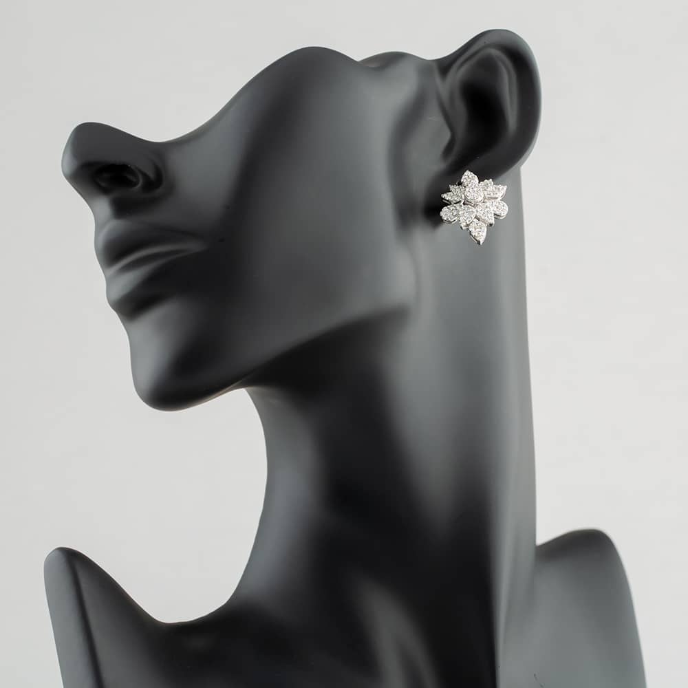 Pre-Owned 14ct White Gold 2.25ct Brilliant Cut Diamond Cluster Spray Stud Earrings 431715526