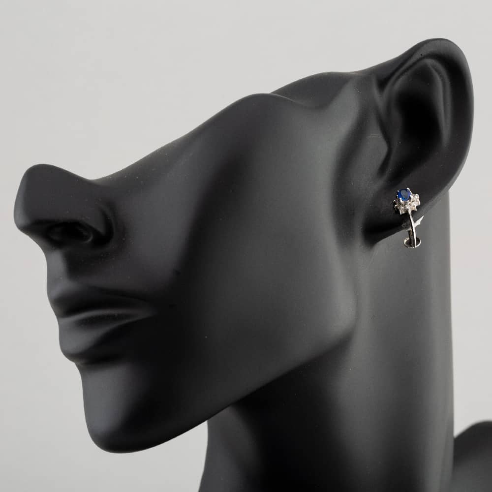 Pre-Owned Platinum Certificated Sapphire Oval Screw Fitting Stud Earrings 4317187
