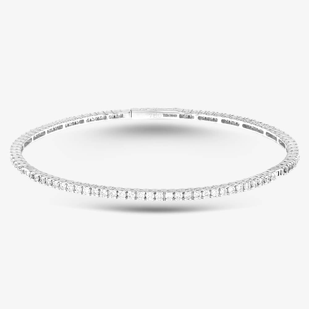 Product photograph of Pre-owned 18ct White Gold 1 50ct Brilliant Cut Diamond 19cm Hinged Bangle 43211004 from The Jewel Hut