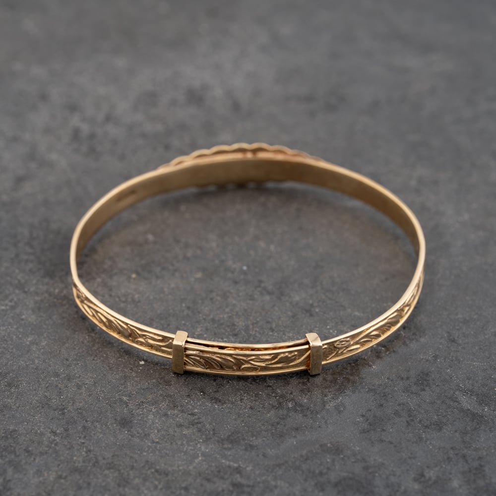 Pre-Owned 9ct Yellow Gold Patterned Small Expandable Bangle 43211017