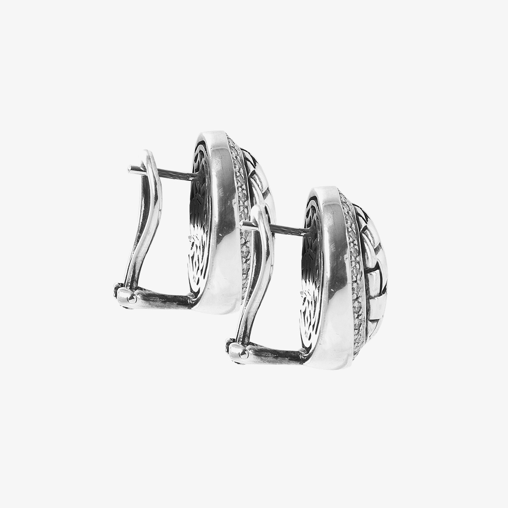 Pre-Owned Sterling Silver Diamond Set Plaited Stud Earrings 4325135