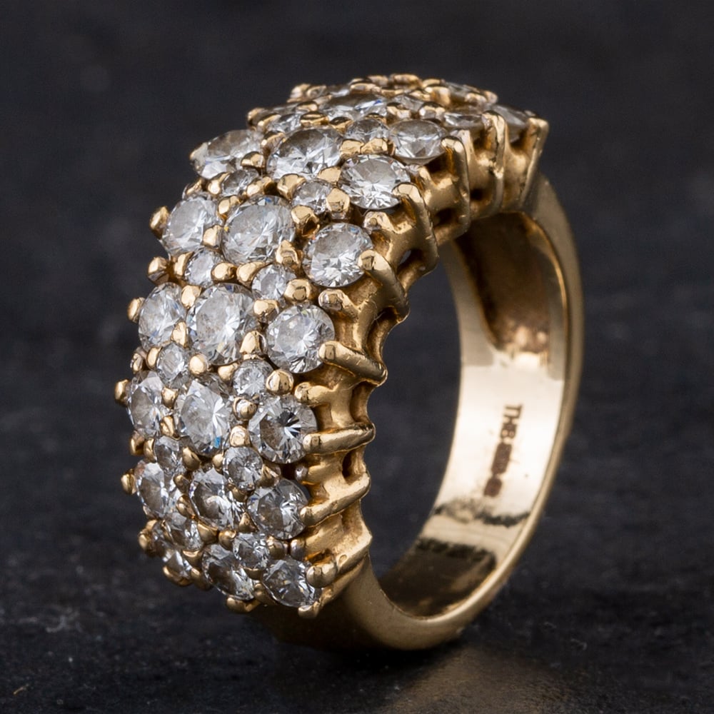 Product photograph of Pre-owned 14ct Yellow Gold 2 42ct Brilliant Cut Diamond 3 Row Graduated Ring 4328139 from The Jewel Hut