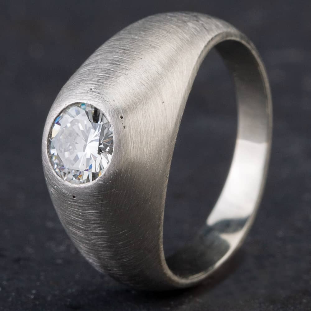 Pre-Owned 9ct White Gold 0.50ct Brilliant Cut Diamond Rubover Sig