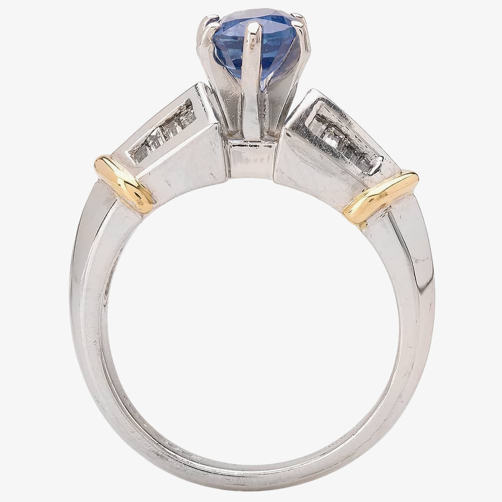 Pre-Owned 14ct White Gold Six Claw Sapphire and Diamond Ring 4328301