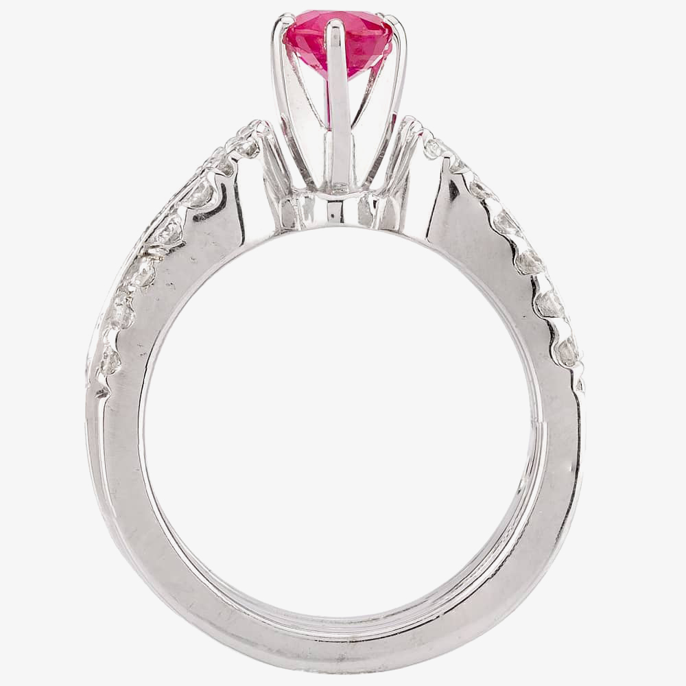 Pre-Owned 18ct White Gold Ruby and Diamond Ring Set 4328312
