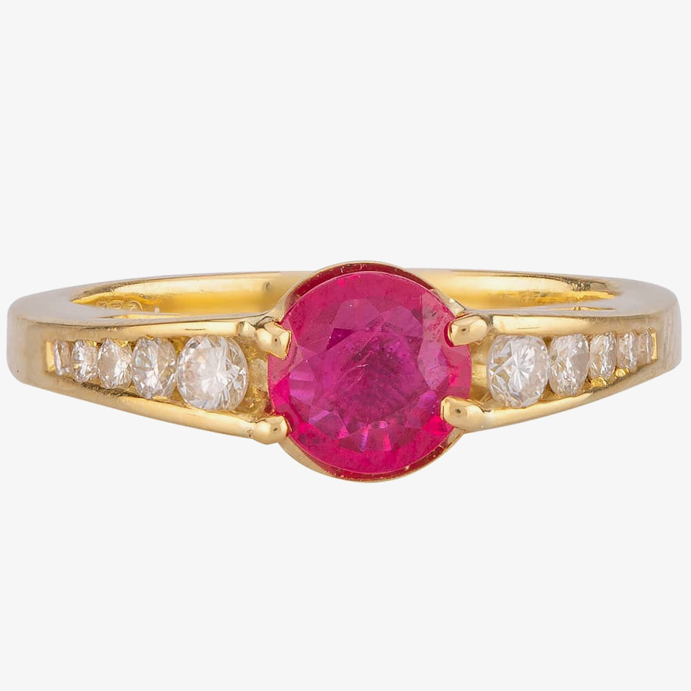 Pre-Owned 18ct Yellow Gold Ruby and Diamond Ring 4328326