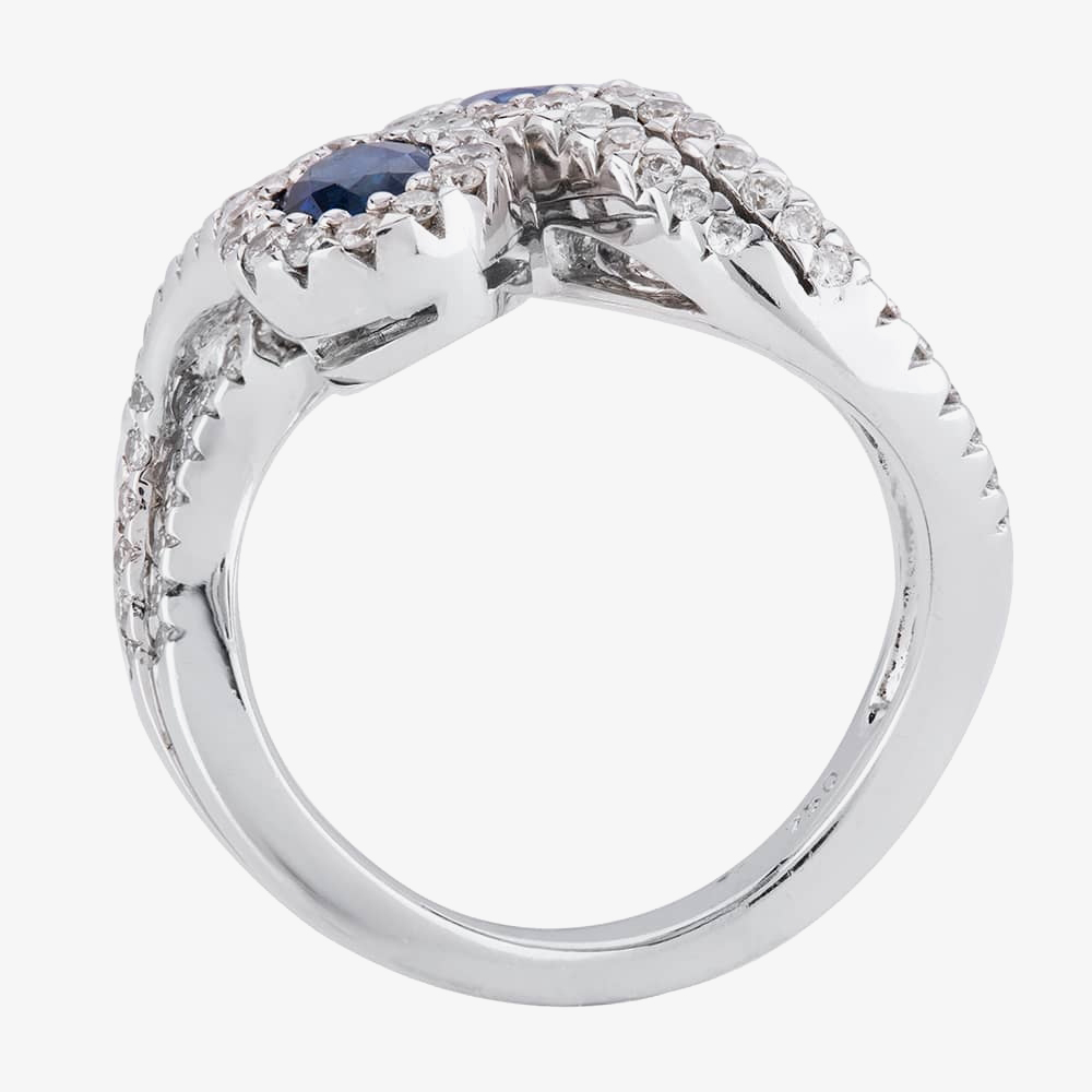 Pre-Owned 18ct White Gold 1.00ct Sapphire & 0.80ct Diamond Twist Ring 4328395