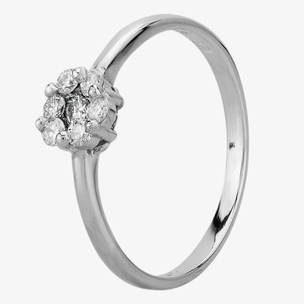 Product photograph of Pre-owned 14ct White Gold Seven Stone Diamond Flower Ring 4332157 from The Jewel Hut