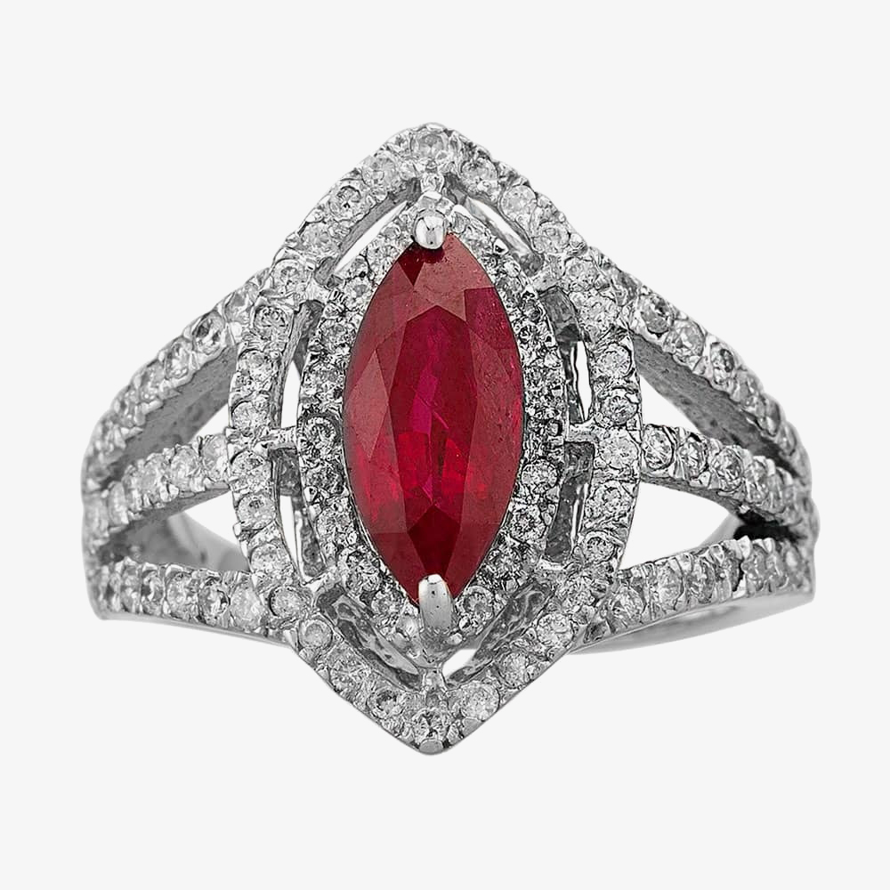 Pre-Owned 14ct White Gold 2.08ct Ruby & 0.90ct Diamond Ring GMC(69/1/9) 4332187