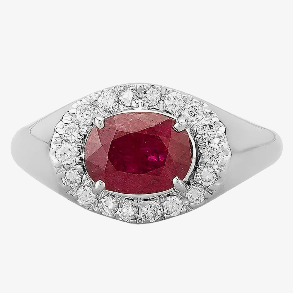 Pre-Owned Platinum 1.50ct Ruby & 0.20ct Diamond Cluster Ring 4335039