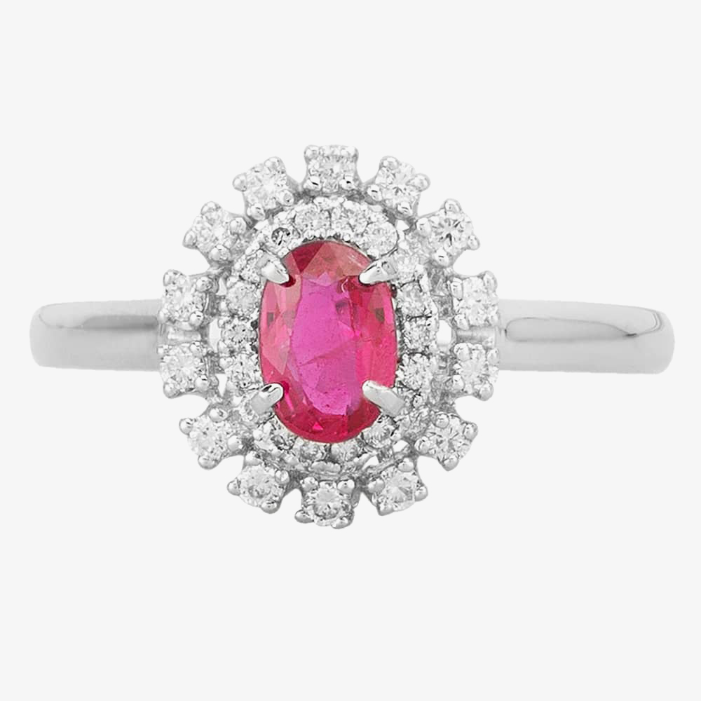 Pre-Owned 14ct White Gold 0.60ct Ruby & 0.25ct Diamond Ring 4335050