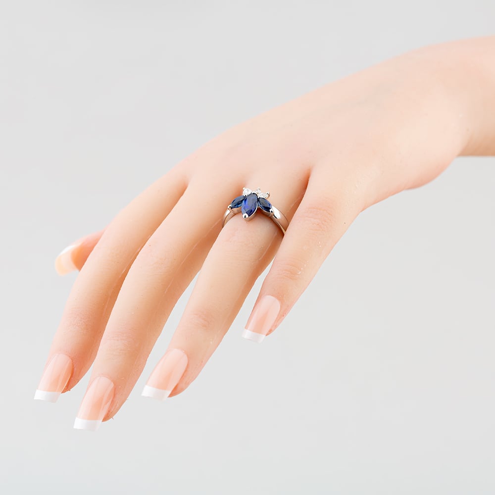 Pre-Owned Platinum 1.89ct Sapphire & 0.30ct Diamond Abstract Dress Ring 43351038