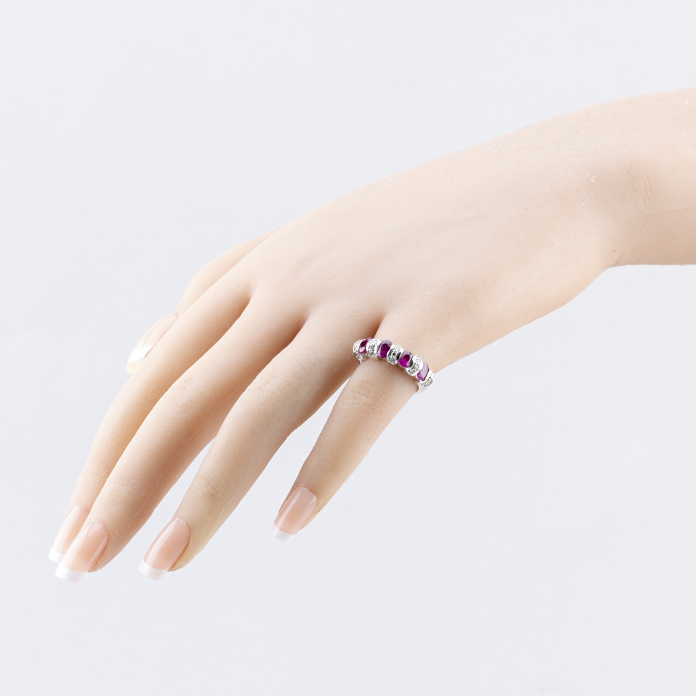 Pre-Owned 18ct White Gold 1.80ct Ruby & 0.27ct Diamond Half Eternity Ring 43351045