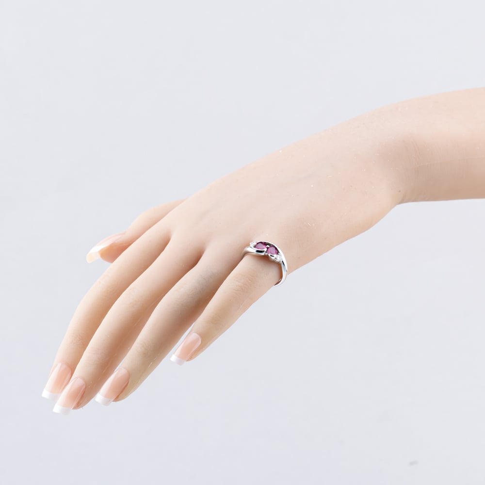 Pre-Owned Platinum 1.01ct Ruby & 0.13ct Diamond Cross Over Dress Ring 43351063