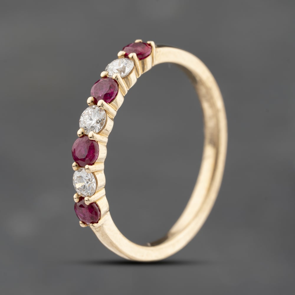Click to view product details and reviews for Pre Owned 9ct Yellow Gold 047ct Ruby And 024ct Brilliant Cut Diamond Half Eternity Ring 43351068. Click to view product details and reviews for Pre Owned 9ct Yellow Gold 047ct Ruby And 024ct Brilliant Cut Diamond Half Eternity Ring 43351068.