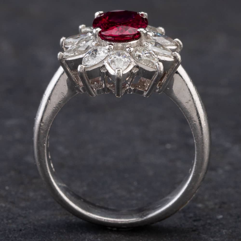 Pre-Owned Platinum 1.36ct Ruby & 1.06ct Diamond Cluster Ring 4335253
