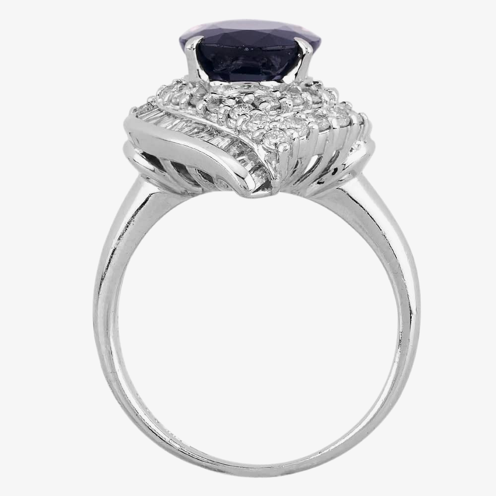 Pre-Owned Platinum 3.60ct Sapphire & 1.00ct Diamond Cluster Ring 4336009
