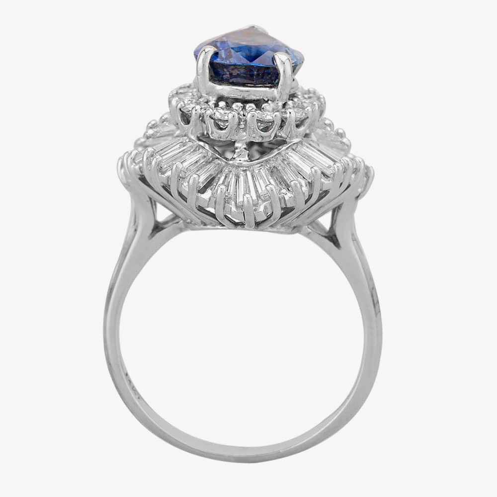 Pre-Owned White Gold Pear Shaped 2.00ct Sapphire & 3.00ct Diamond Cluster Ring 4336043