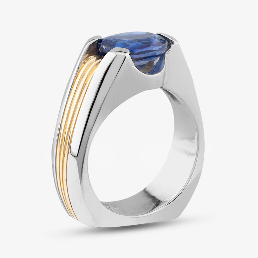 Pre-Owned Platinum Oval Cut Sapphire & Brilliant Cut Diamond Dress Ring 43361030