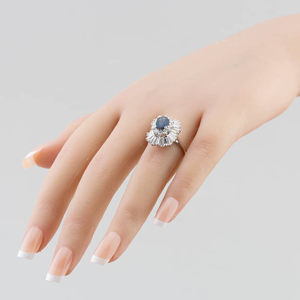 Pre-Owned 9ct White Gold Sapphire & Diamond Ballerina Cluster Ring 43361054