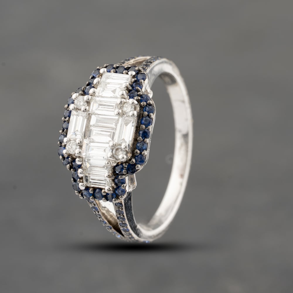 Click to view product details and reviews for Pre Owned 18ct White Gold Sapphire And 082ct Baguette Cut Diamond Cluster Ring 43361142. Click to view product details and reviews for Pre Owned 18ct White Gold Sapphire And 082ct Baguette Cut Diamond Cluster Ring 43361142.