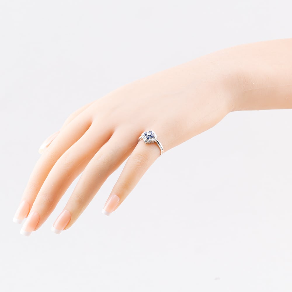 Pre-Owned Platinum Sapphire & 0.26ct Brilliant Cut Diamond Cluster Ring 43361149