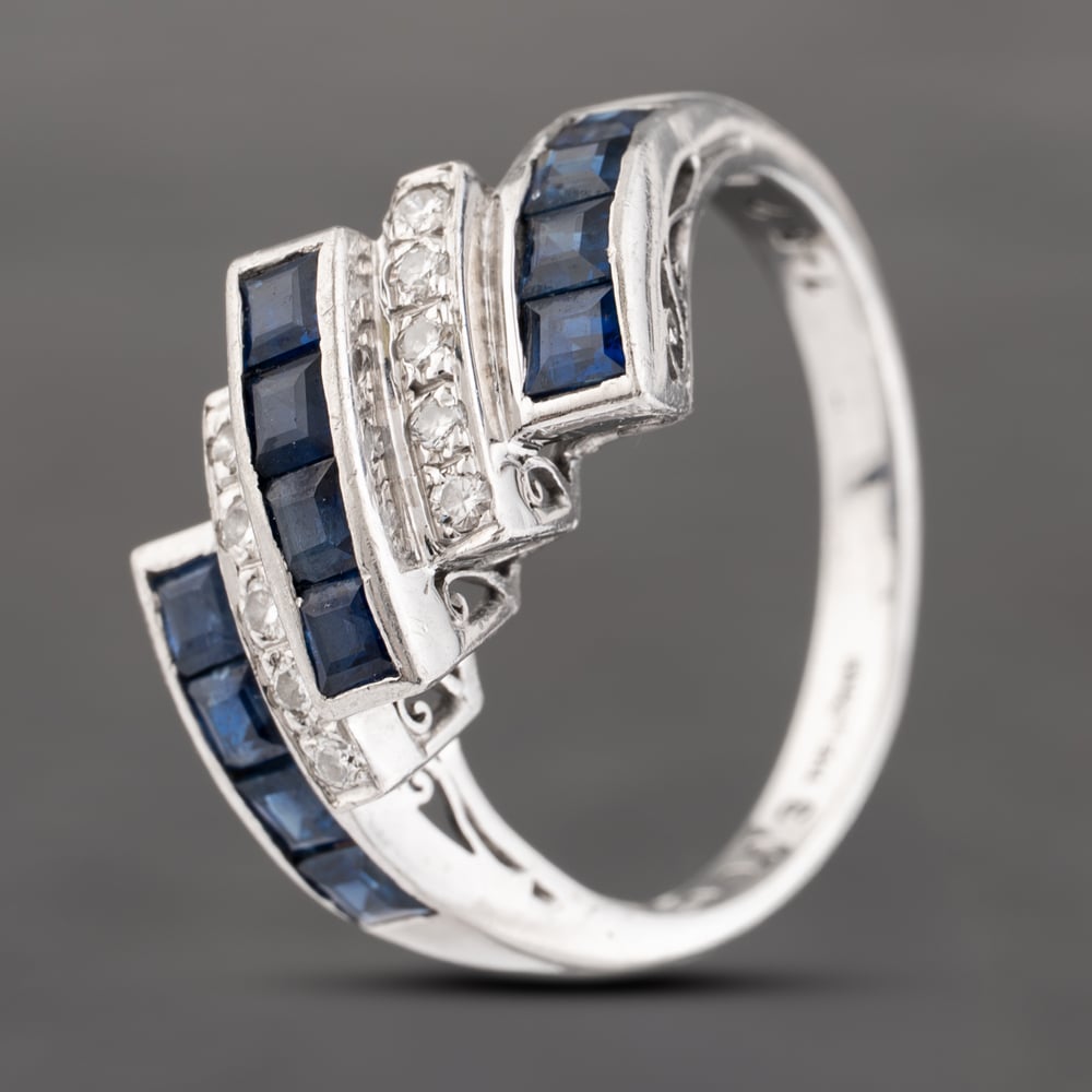 Click to view product details and reviews for Pre Owned Platinum 152ct Sapphire And 013ct Diamond Five Row Dress Ring 43361151.