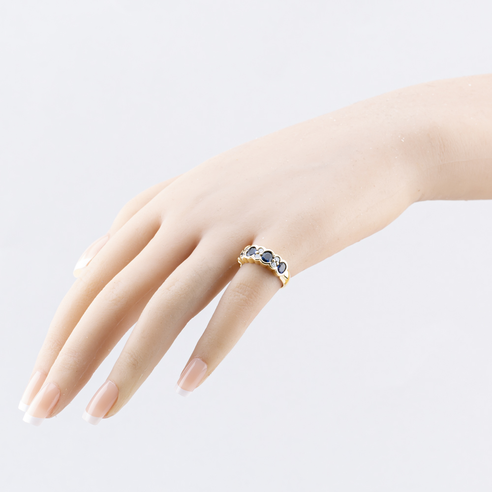 Pre-Owned 18ct Yellow Gold 1.85ct Sapphire & 0.40ct Brilliant Cut Diamond Set Band Ring 43361167