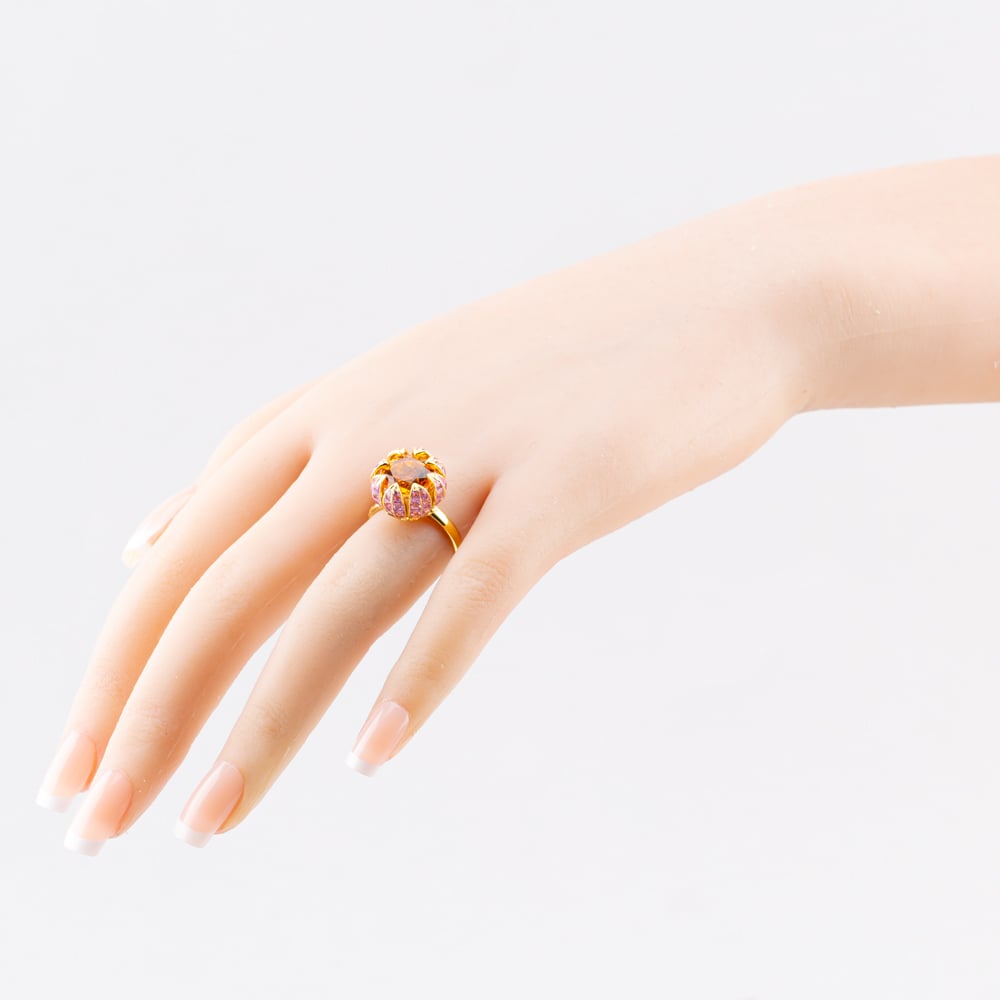 Pre-Owned 18ct Yellow Gold 6.2ct Multi Stone & 0.10ct Diamond Flower Design Dress Ring 43361170