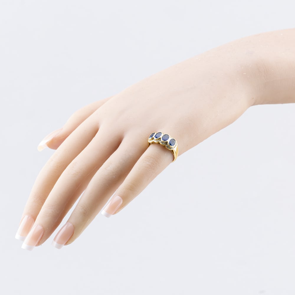 Pre-Owned 14ct Yellow Gold Sapphire & 0.25ct Diamond Multi Cluster Ring 43361178