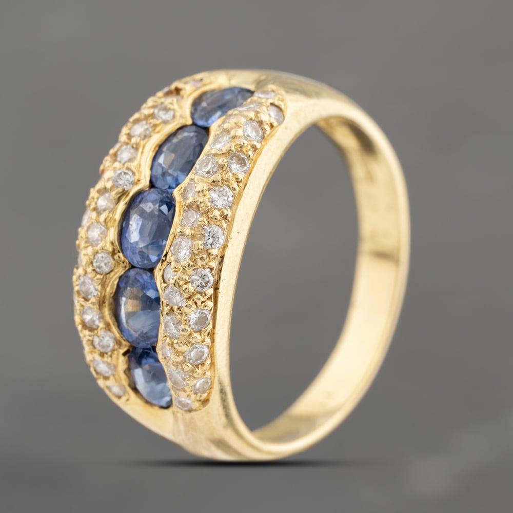 Click to view product details and reviews for Pre Owned 18ct Yellow Gold Sapphire And 050ct Brilliant Cut Diamond Graduated Three Row Ring 43361197. Click to view product details and reviews for Pre Owned 18ct Yellow Gold Sapphire And 050ct Brilliant Cut Diamond Graduated Three Row Ring 43361197.
