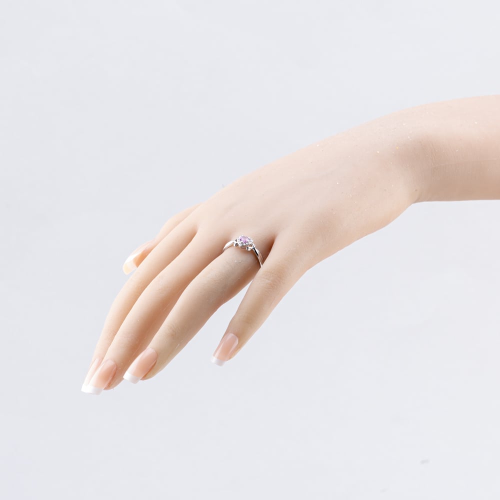 Pre-Owned 9ct White Gold Pink Sapphire & Diamond Heart Cluster Ring 43361209