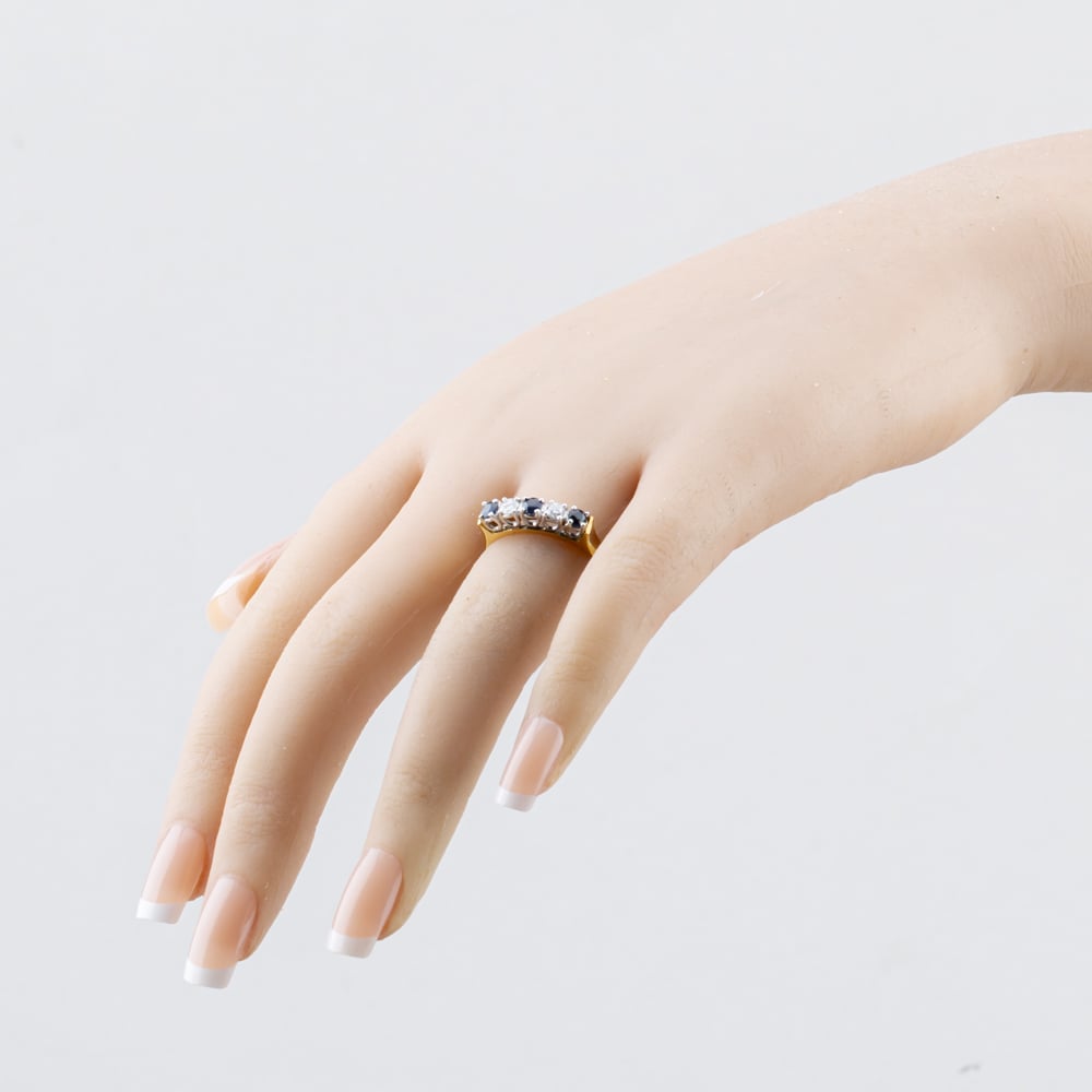 Pre-Owned 18ct Yellow Gold Sapphire & 0.20ct Brilliant Cut Diamond Half Eternity Ring 43361211