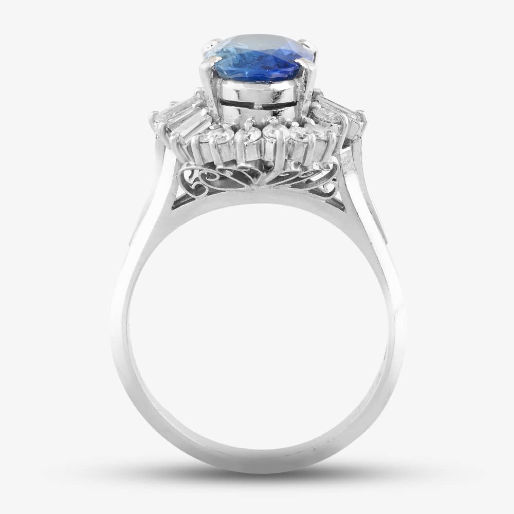 Pre-Owned Platinum 2.83ct Sapphire & 0.74ct Diamond Cluster Ring 433615730