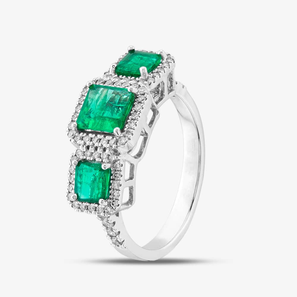 Click to view product details and reviews for Pre Owned 18ct White Gold Emerald And Brilliant Cut Diamond Triple Cluster Ring 43371030. Click to view product details and reviews for Pre Owned 18ct White Gold Emerald And Brilliant Cut Diamond Triple Cluster Ring 43371030.