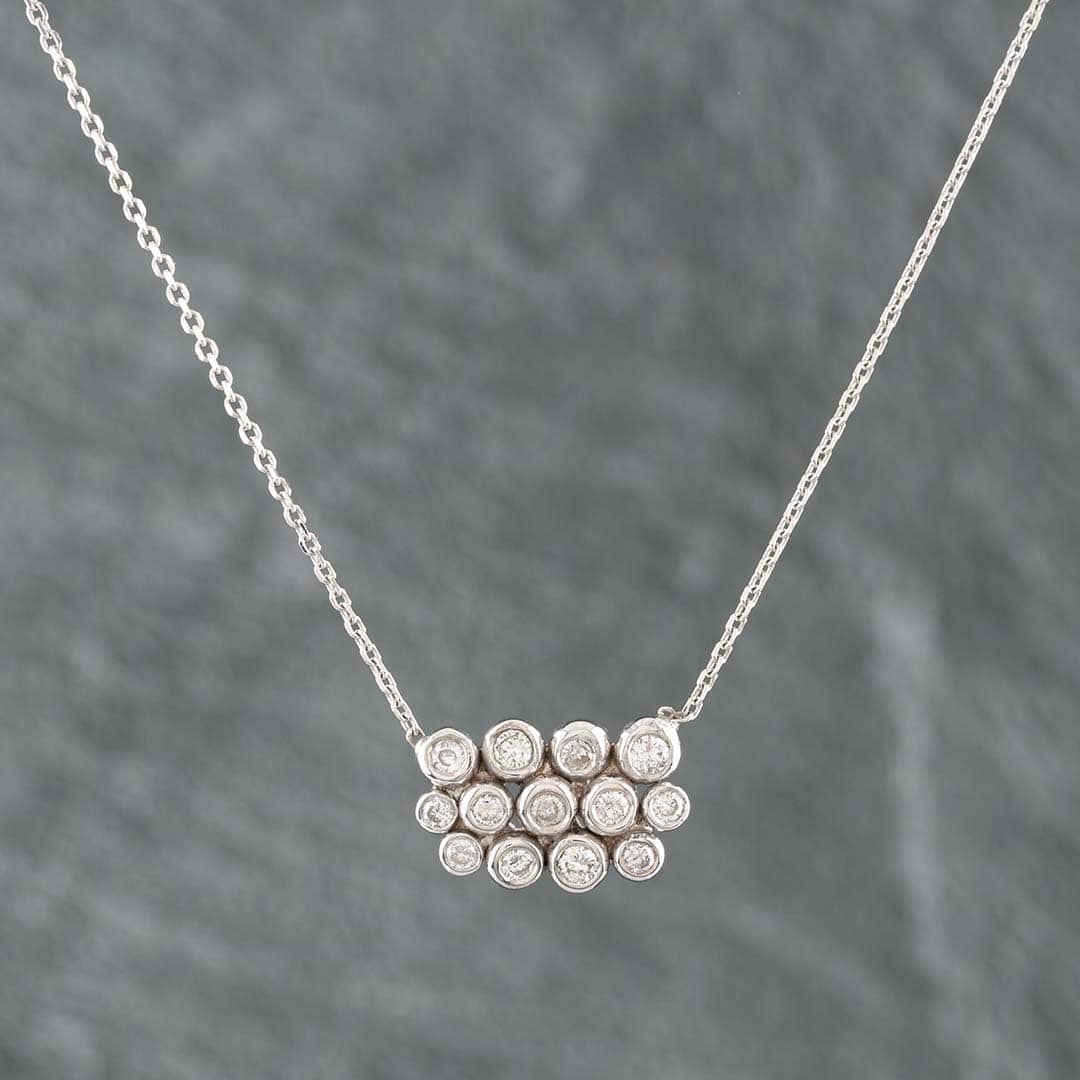 Click to view product details and reviews for Pre Owned 14ct White Gold Brilliant Cut Diamond Bubble Cluster Pendant And 16 Inch Trace Chain 4314155110.