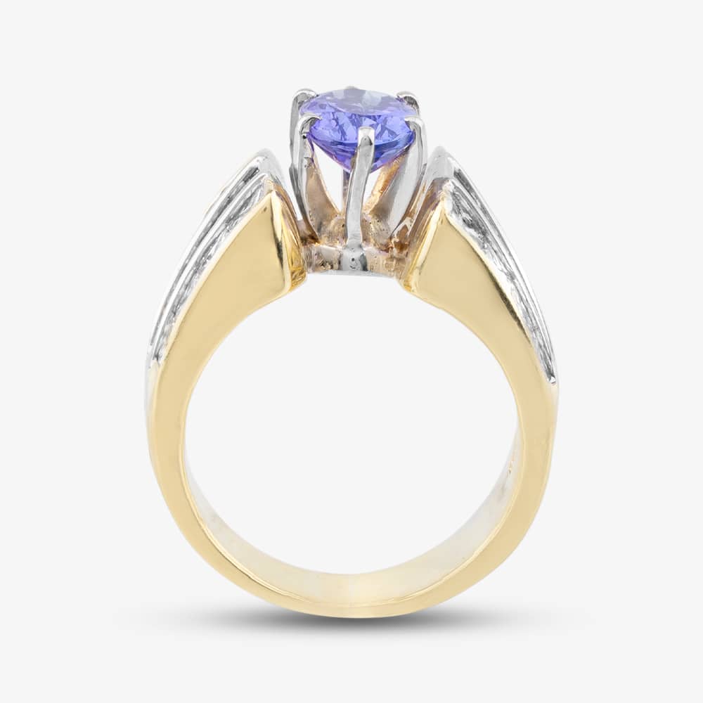 Pre-Owned 18ct Yellow Gold Oval Cut Tanzanite & Diamond Three Row Dress Ring 43411001